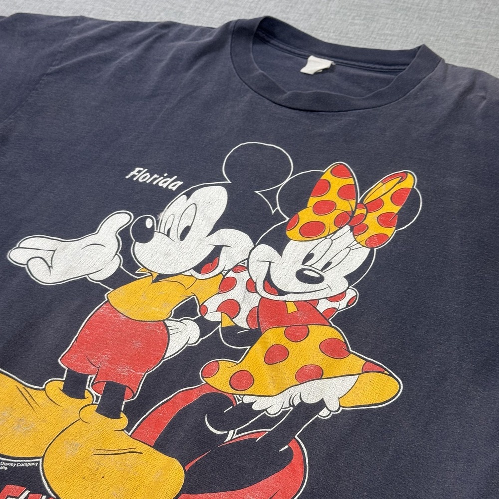 Disney Vintage Mickey & Minnie Florida Early 90s T-Shirt Mens 2XL Blue Crew Neck